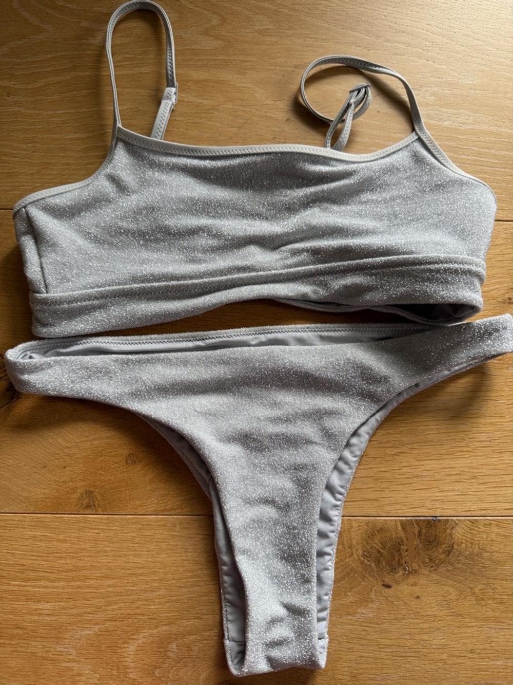 American Eagle Outfitters Silver Shimmer Bikini Set